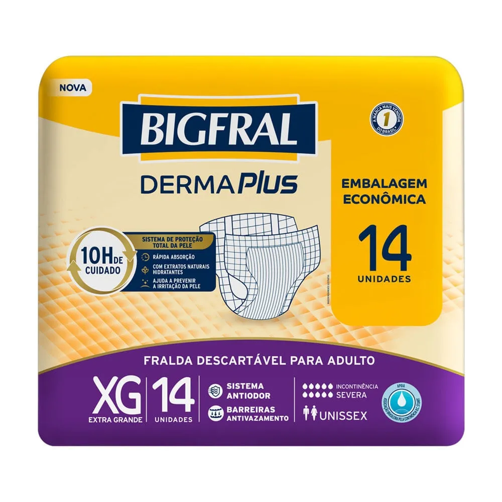 Fralda Geriátrica Bigfral Derma Plus XG 14 unidades