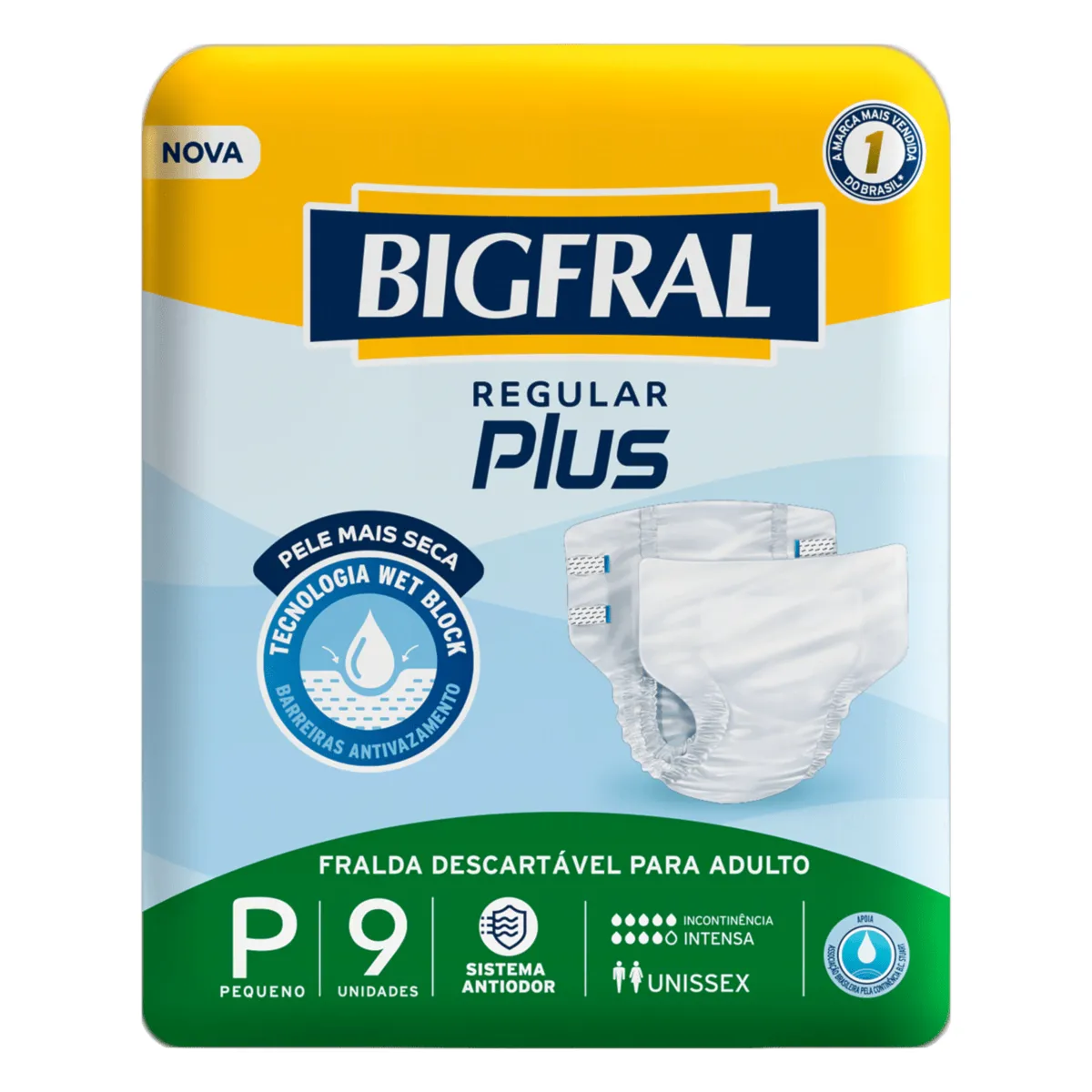 Fralda Geriátrica Bigfral Regular Pequeno 9 Unidades
