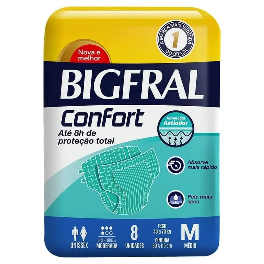 Fralda Geriátrica Bigfral Confort M 8 unidades
