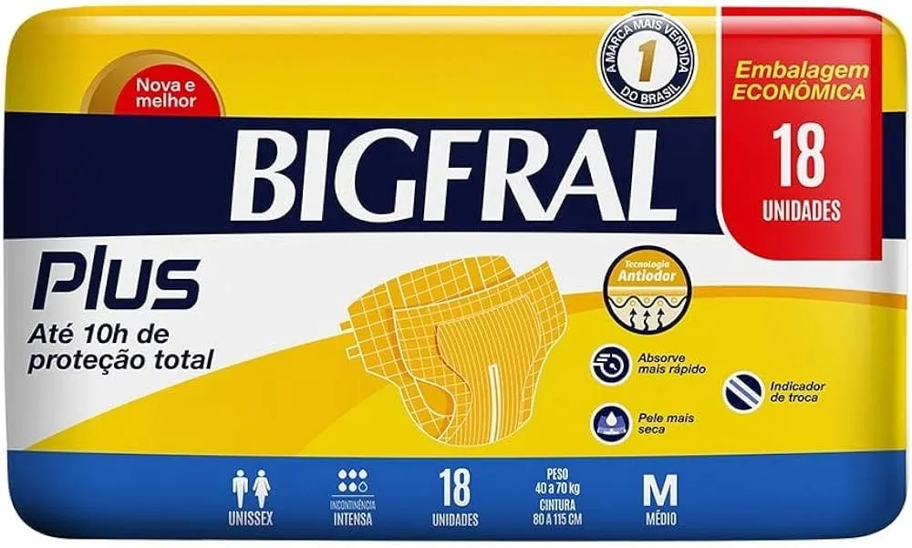 Fralda geriátrica Bigfral Plus M 18 unidades
