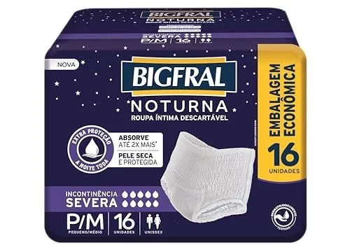 Roupa Íntima Descartável Noturna Bigfral - Tamanho P/M - 16 unidades