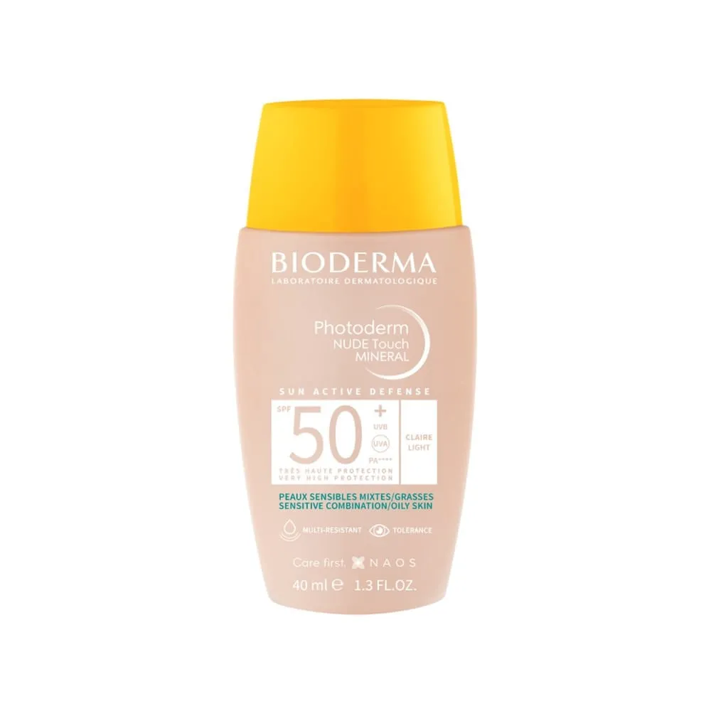 BIODERMA Photoderm Nude Touch Mineral FPS 50+ Cor Clara - Cobertura Natural e Iluminada 40ml