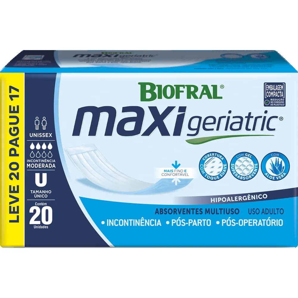 Absorvente Geriátrico Biofral Maxi Leve 20 Pague 17