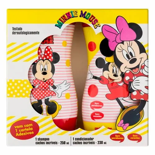 Kit Infantil Sh+cond 250/230ml Minnie Cachos Gratis Adesivo