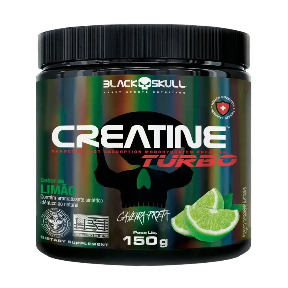 Creatine Turbo Creatina Sabor Limão Black Skull 150g