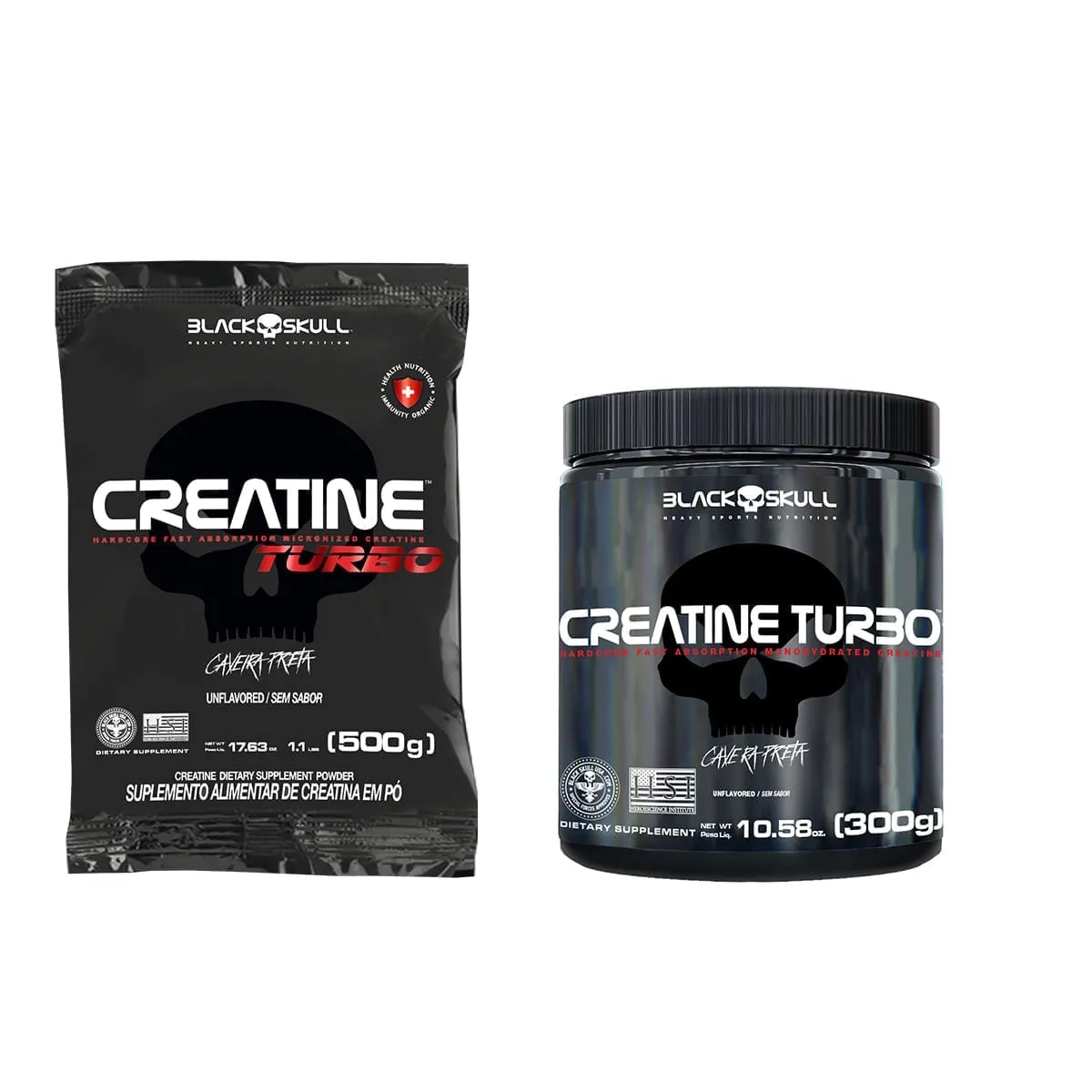 Kit Creatine Turbo Creatina Black Skull 300g +Refil 500g