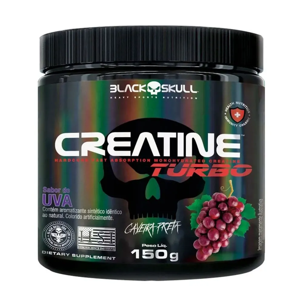Creatine Turbo Creatina Sabor Uva Black Skull 150g