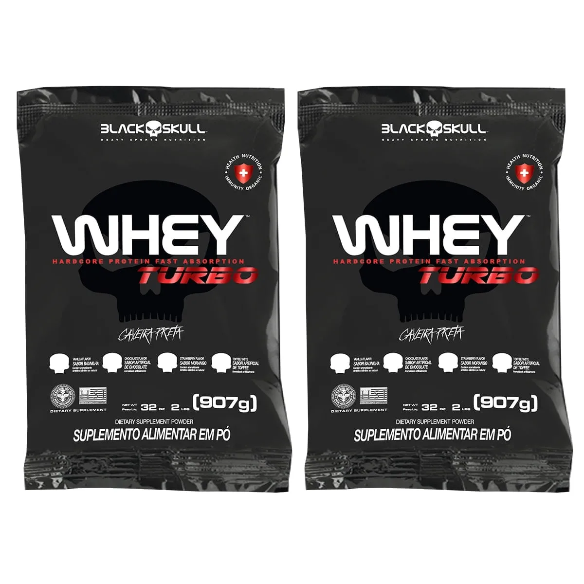 KIT 2X WHEY TURBO (CHOCOLATE + MORANGO)