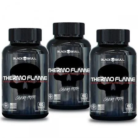 Kit 3 Termogênico Thermo Flame Black Skull 60 Tabletes Cada
