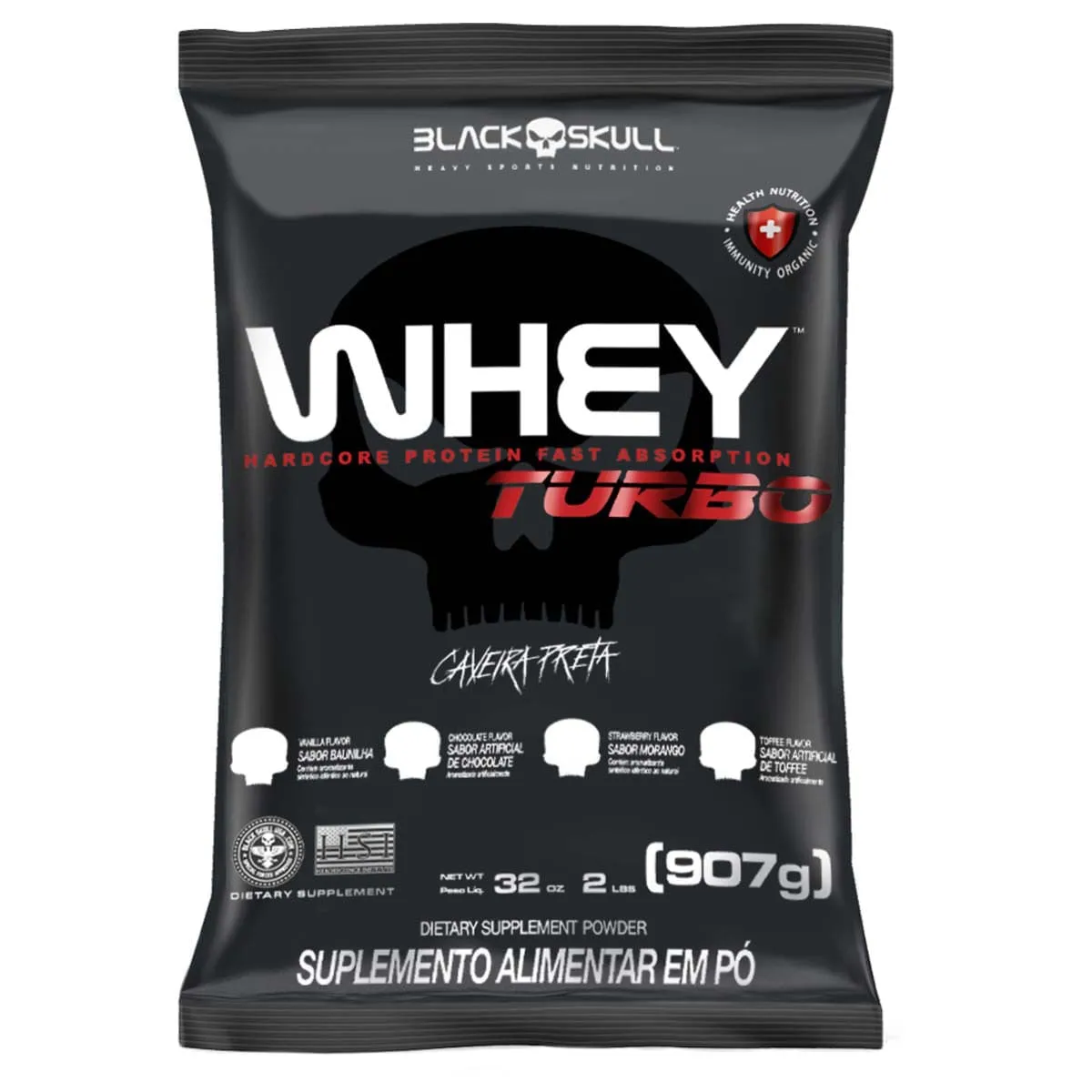 Whey Turbo Refil Sabor Baunilha Black Skull 907g