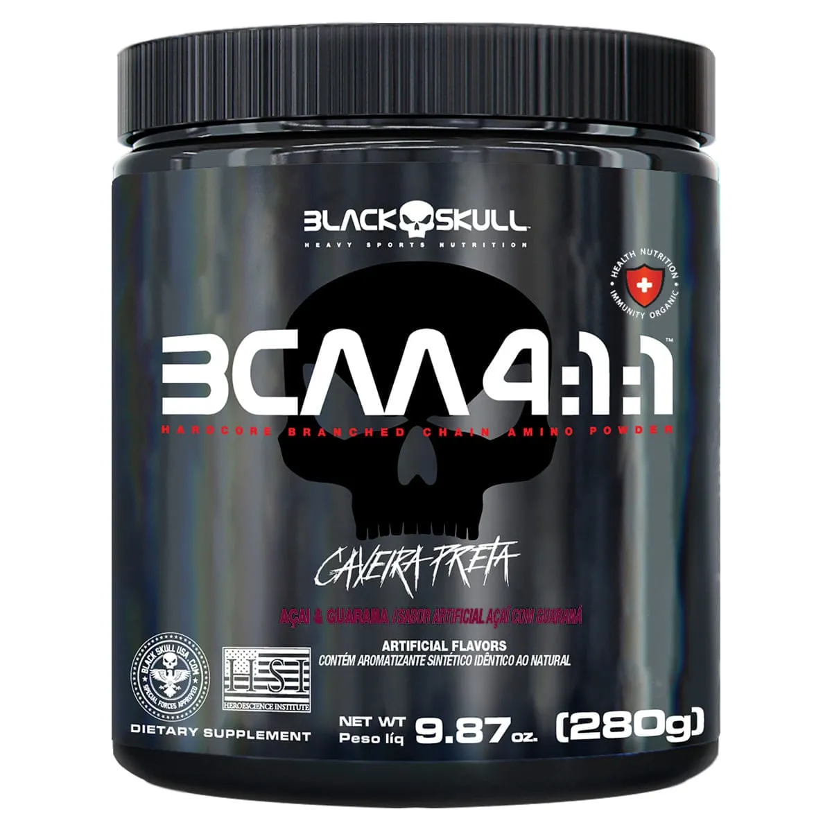 BCAA 4:1:1 Aminoácidos Guaraná e Açaí Black Skull 280g