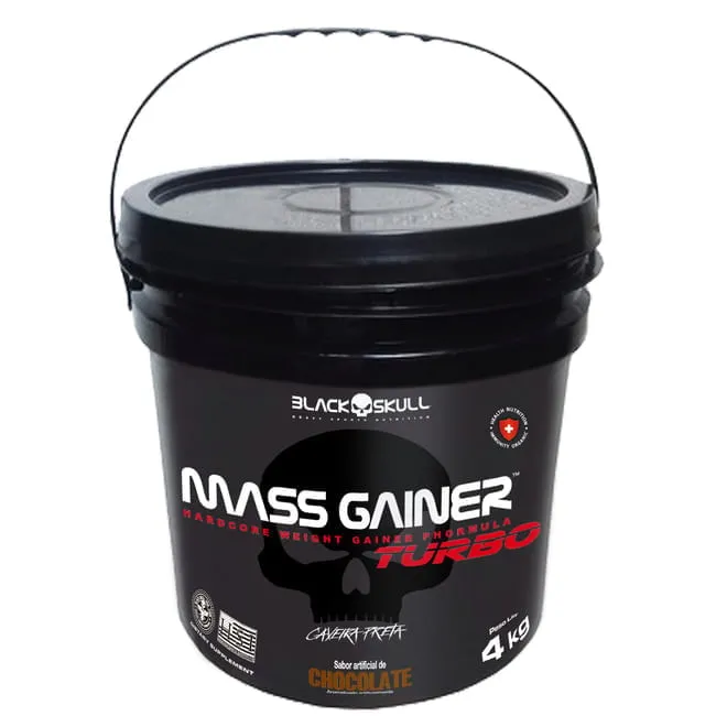 Hipercalórico Mass Gainer Turbo Balde Chocolate Black Skull 4Kg