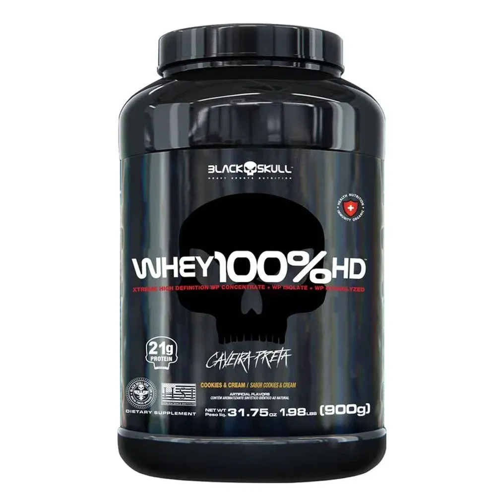 Whey 100% HD Sabor Cookies e Cream Black Skull 900g