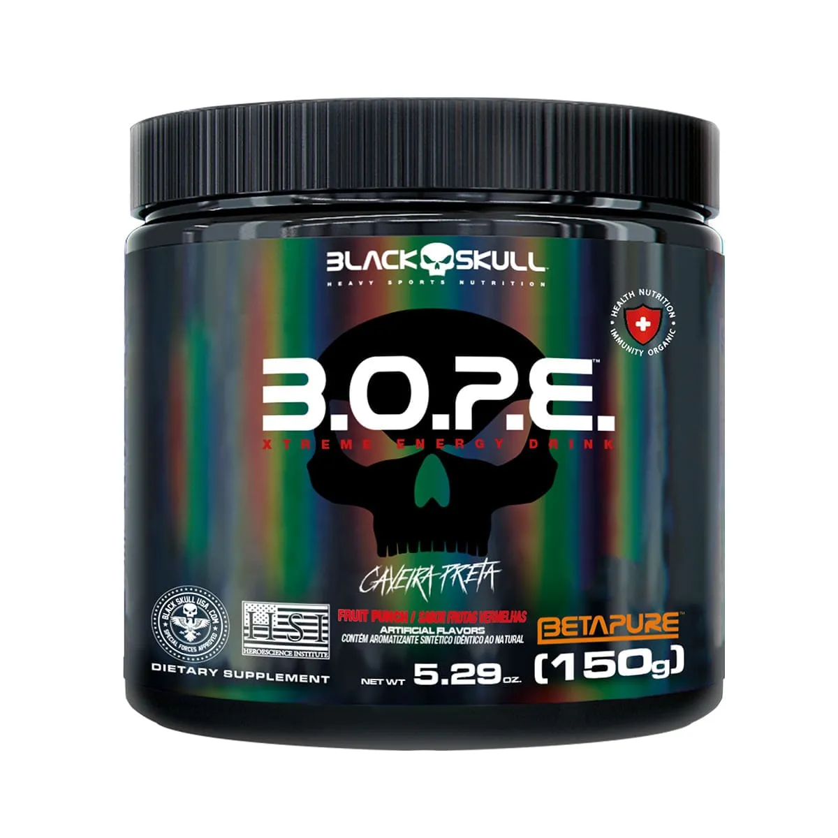 Pré Treino B.O.P.E Sabor Frutas Vermelhas Black Skull 150g