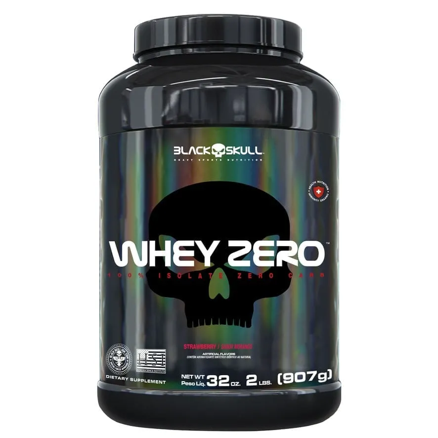 Whey Zero Protein Isolado Morango Black Skull 907g