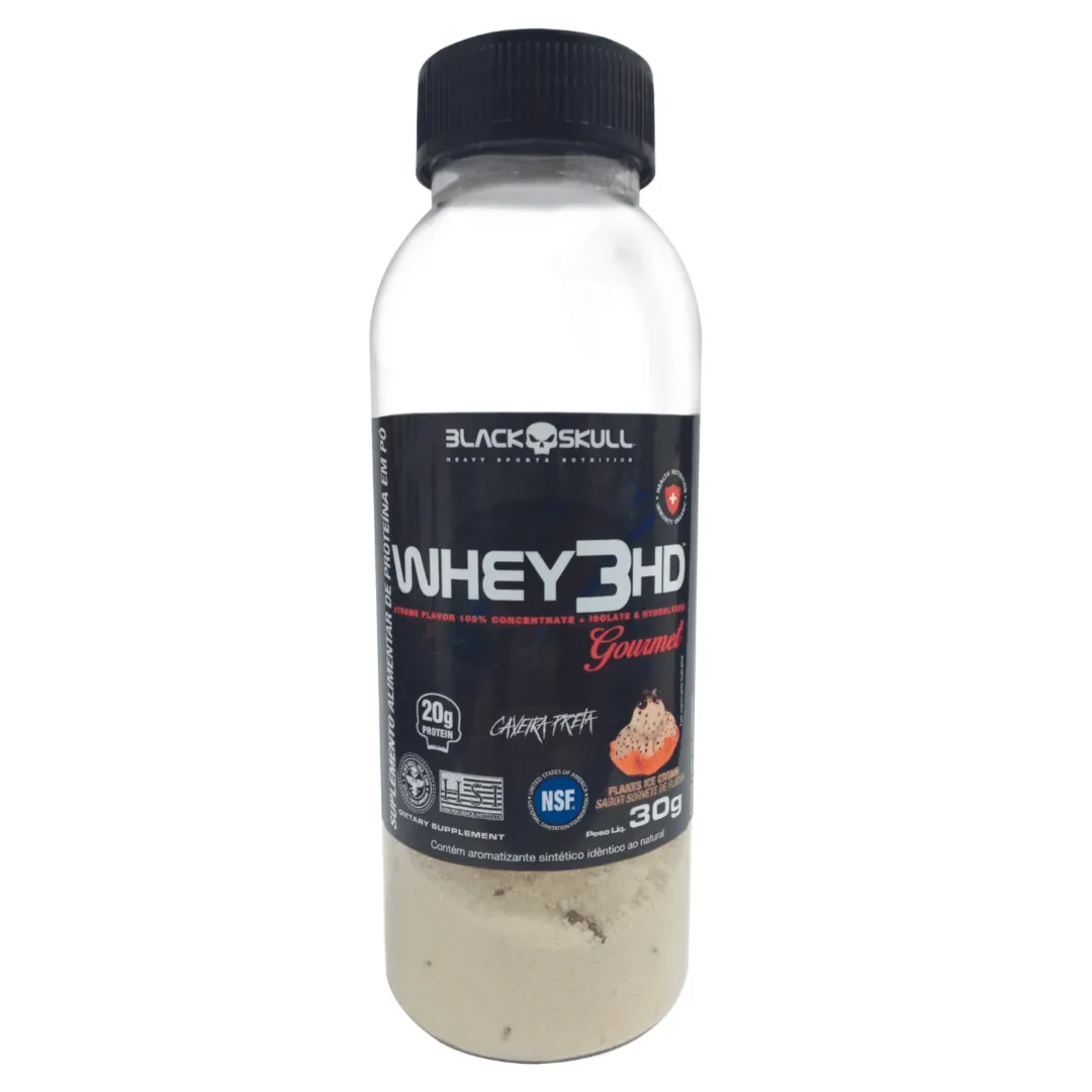 Whey Protein 3HD Gourmet Garrafinha Sorvete de Flocos Black Skull 30g