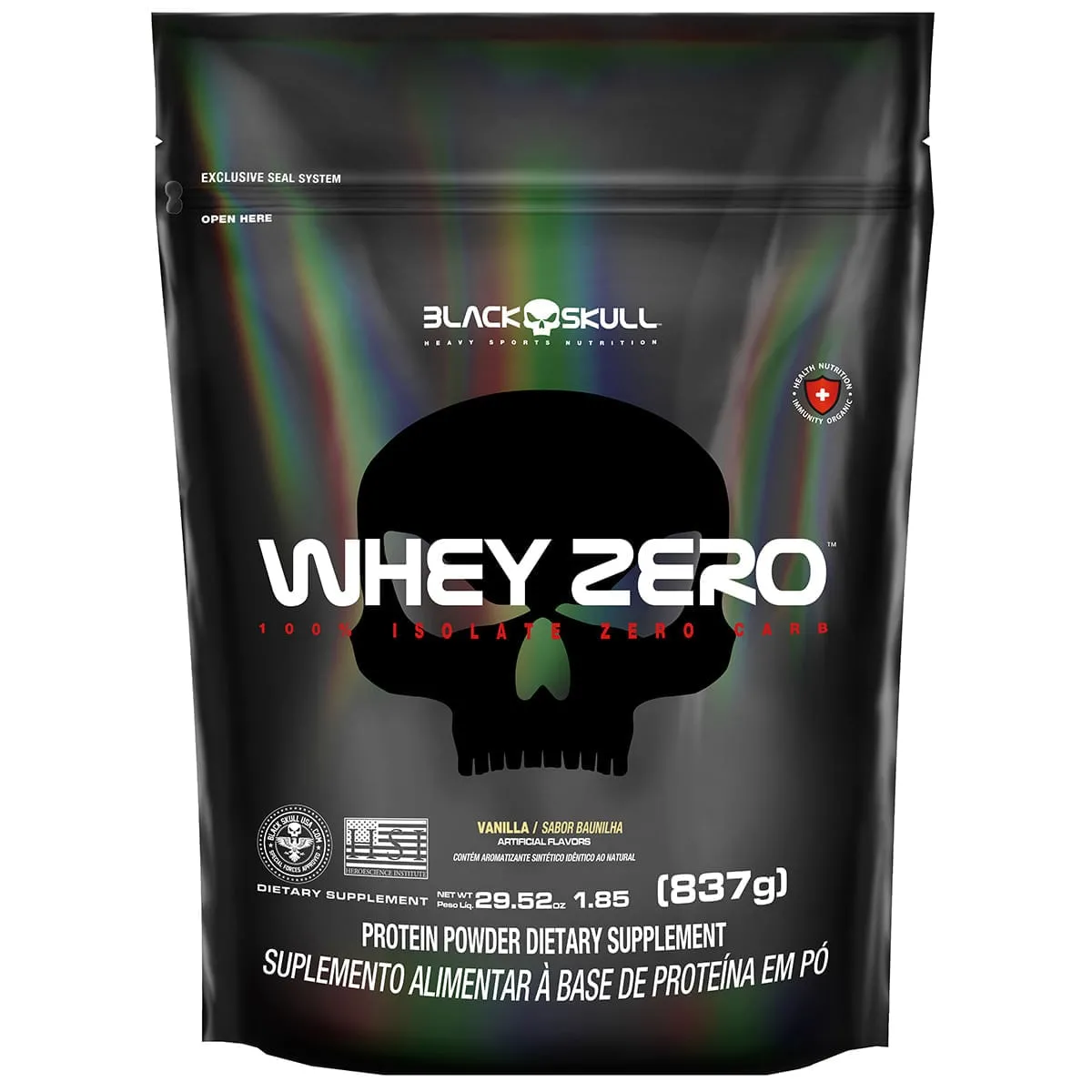 Whey Zero Protein Isolado Baunilha Refil Black Skull 837g