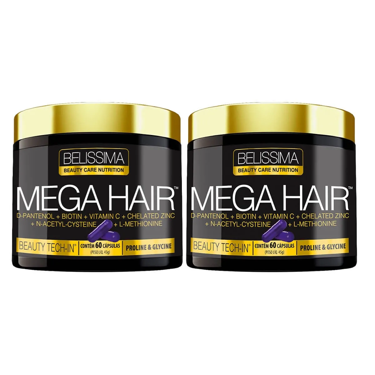 Kit 2 Mega Hair Belíssima 60 Cápsulas