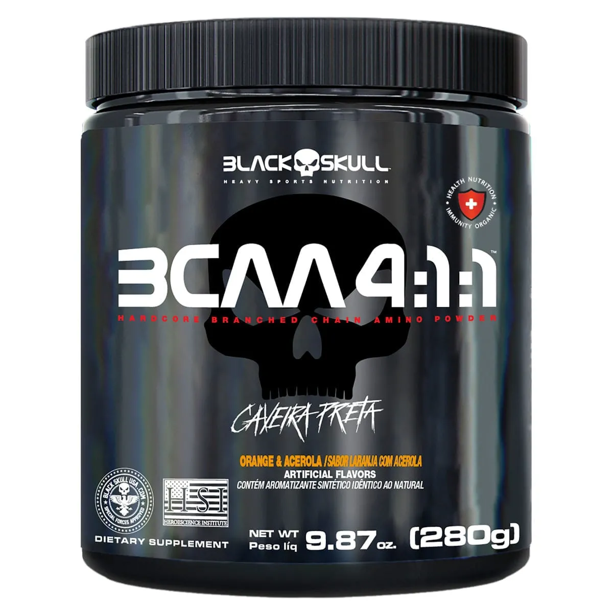 BCAA 4:1:1 Aminoácidos Laranja com Acerola Black Skull 280g