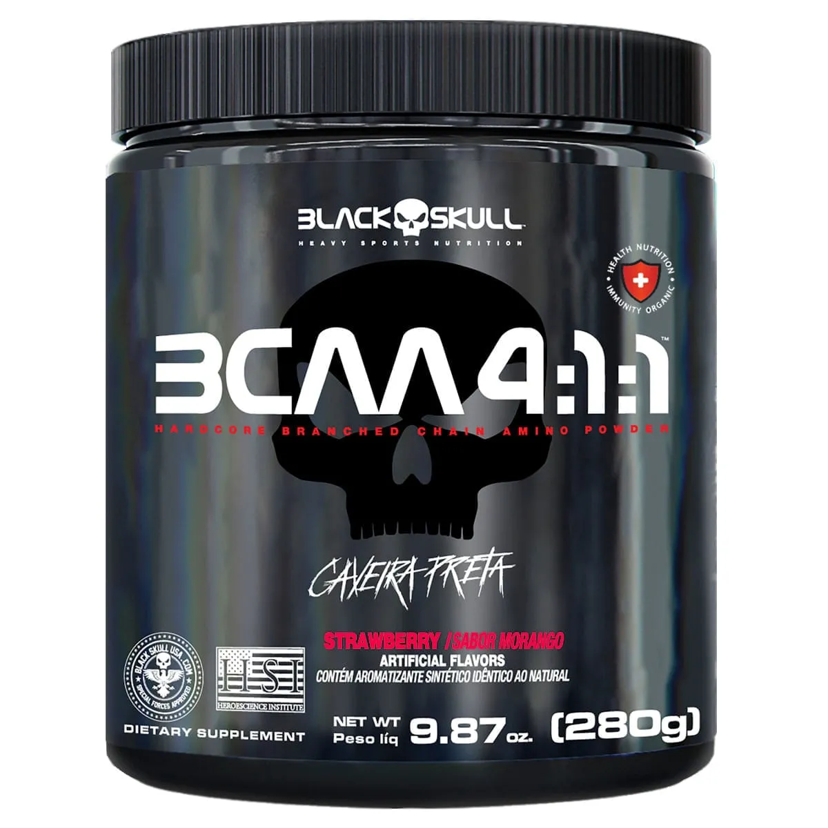 BCAA 4:1:1 Aminoácidos Morango Black Skull 280g