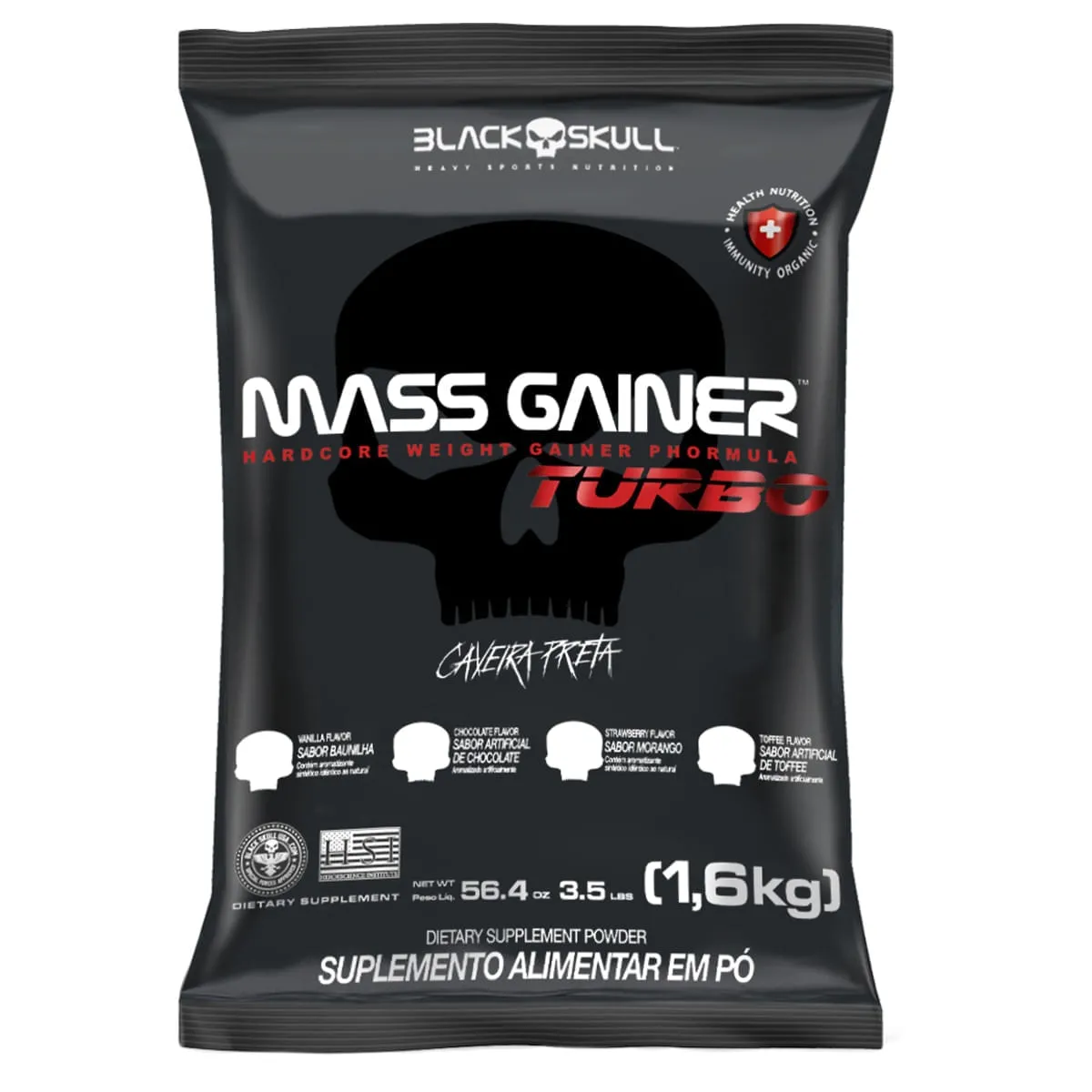 Hipercalórico Mass Gainer Turbo Refil Toffe Black Skull 1,6Kg
