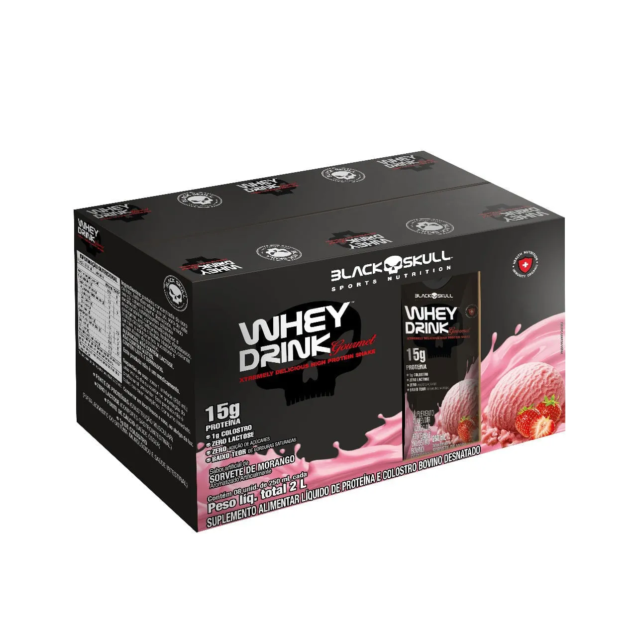 WHEY DRINK GOURMET 250mL - MORANGO - PACK 8 UNID