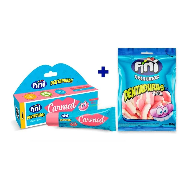 Kit Fini Dentaduras - 1 Hidratante Labial Carmed Fini Dentaduras 10g + 1 Pacote Bala Fini Dentaduras 100g