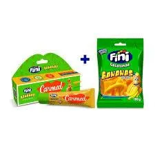 Kit Fini Bananas - 1 Hidratante Labial Carmed Fini Bananas 10g + 1 Pacote Bala Fini Bananas 100g