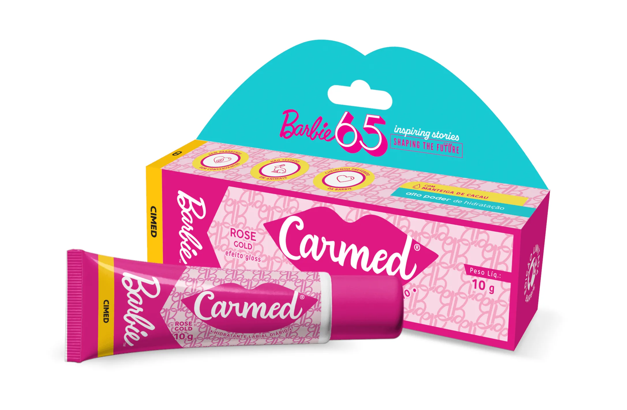 Hidratante Labial Carmed Barbie Rose Gold Efeito Gloss 10g