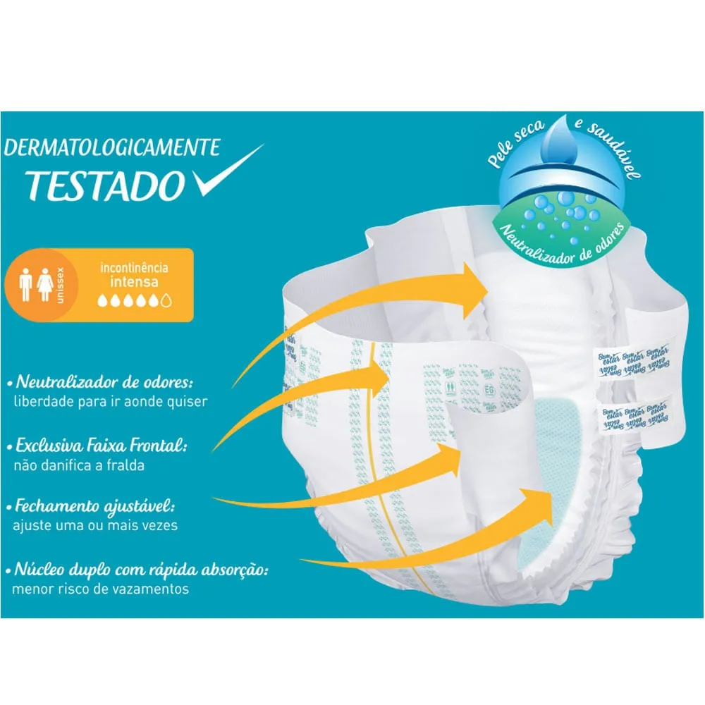 Fralda Geriátrica Adulto Bem Estar Confort Plus M c/8 Unids