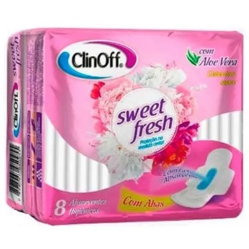 Absorvente Clinoff Sweet Fresh Suave Com Abas 8 Unidades