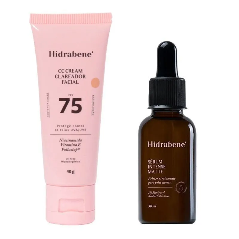 KIT Hidrabene FPS 75 CC Cream Facial 40g + Sérum Intense Matte 30ml