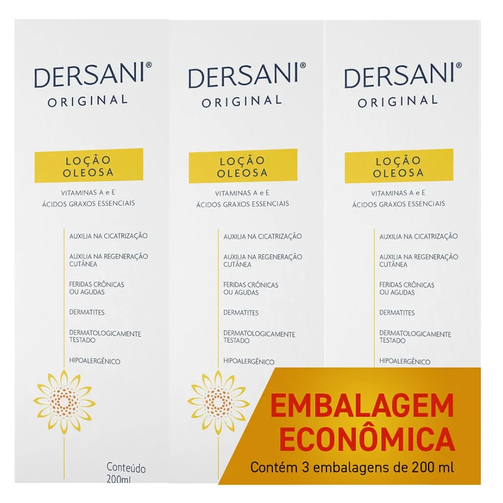 Kit Loção Oleosa Dersani Original 3 unidades de 200ml