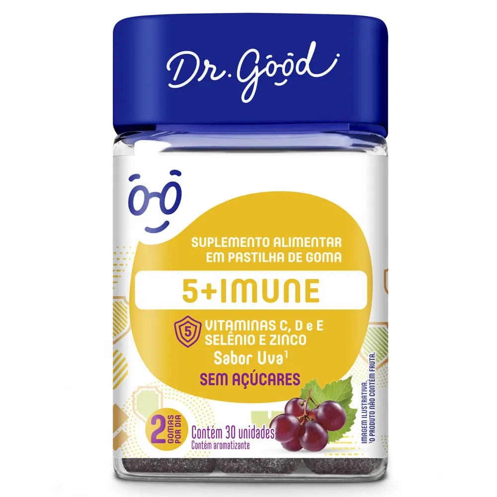 5+ Imune Dr Good Suplemento Pastilha Uva 30 Gomas