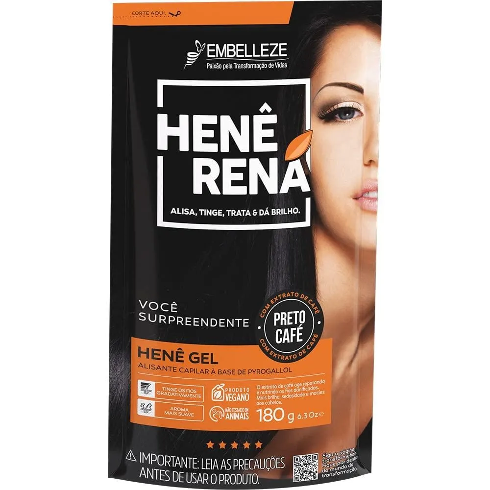 Alisante Henê Gel Rená Preto Café com 180g