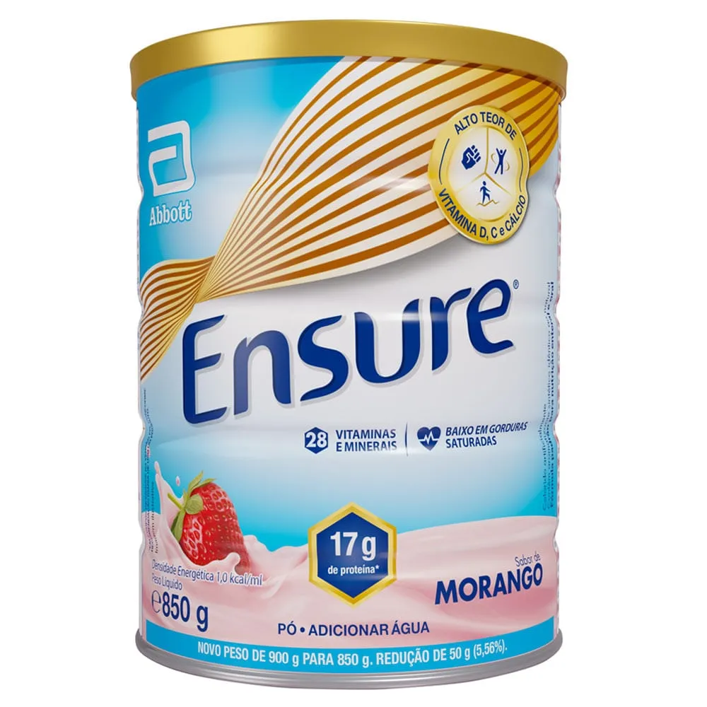 Ensure Pó Suplemento Adulto Sabor Morango Lata 850g