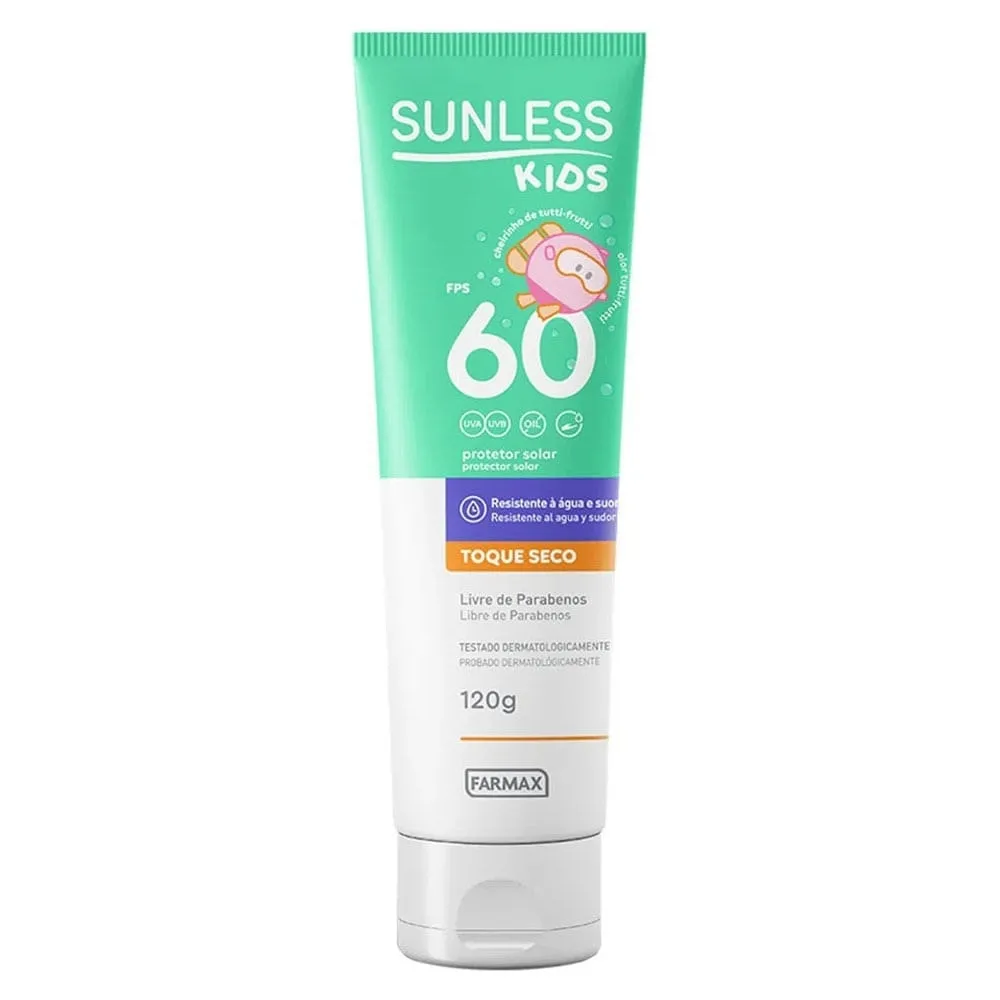 Protetor Solar Sunless Kids Toque Seco Farmax FPS60 120g