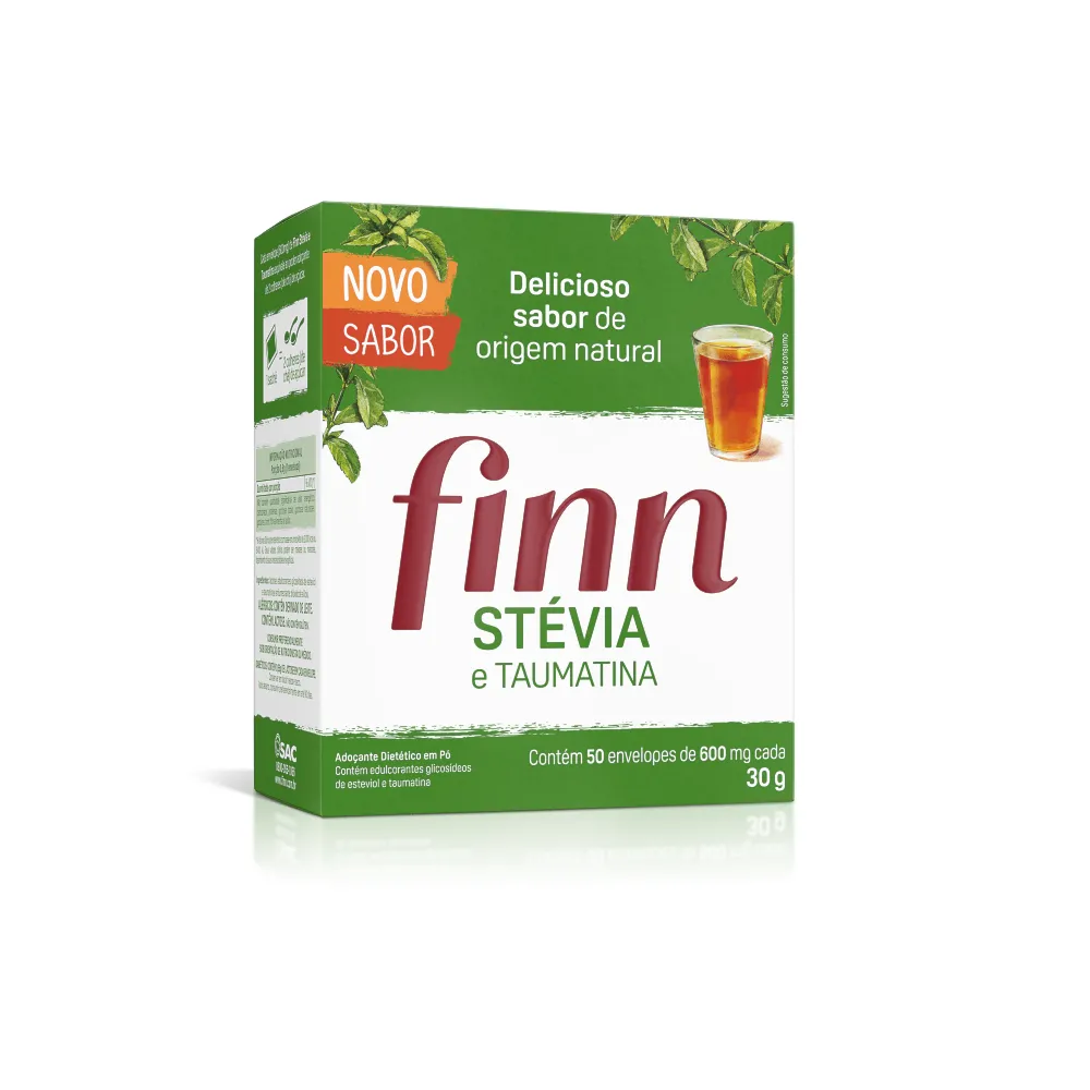 Adoçante Finn Stevia em Pó Sache 50 unidades 600mg