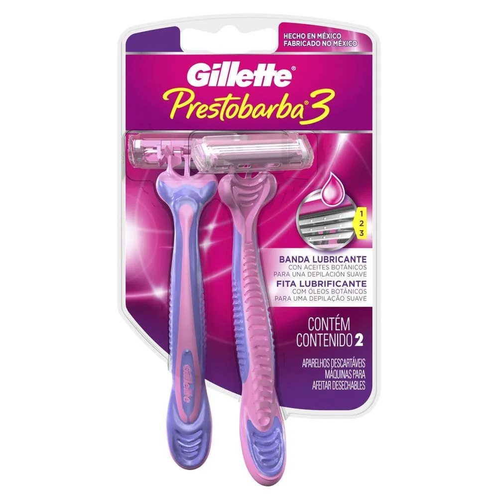 Aparelho de Depilar Gillette Prestobarba 3 Feminino 2 unidades
