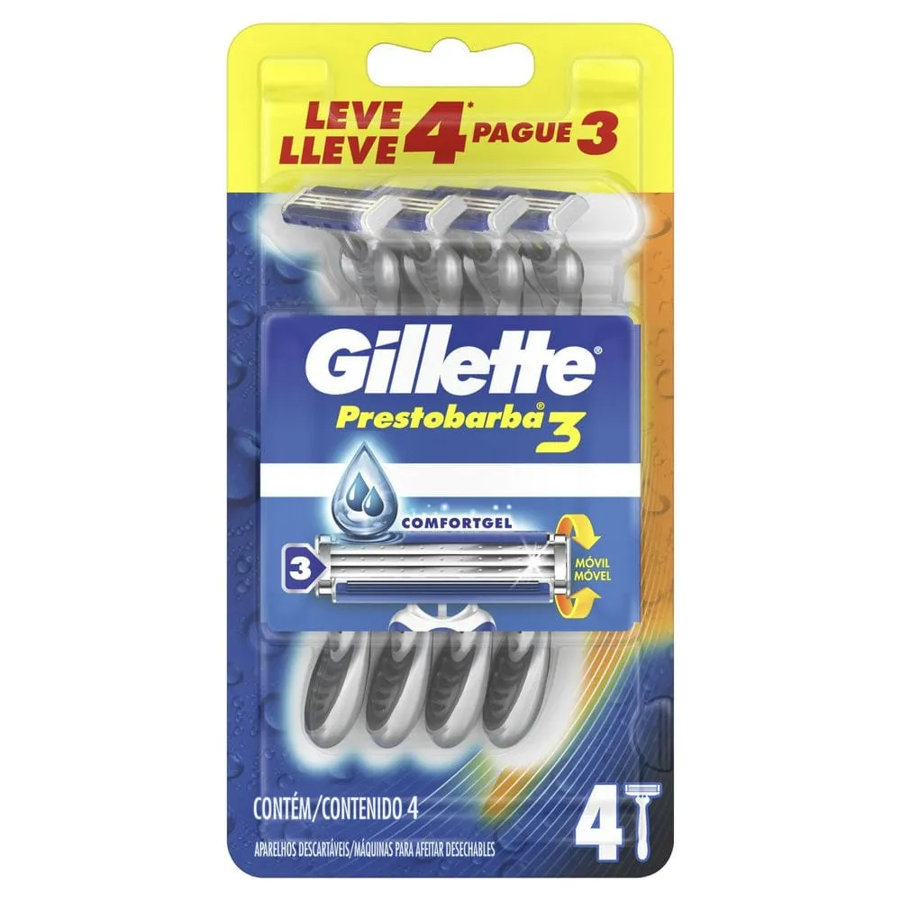 Aparelho de Barbear Gillette Prestobarba 3 4 unidades
