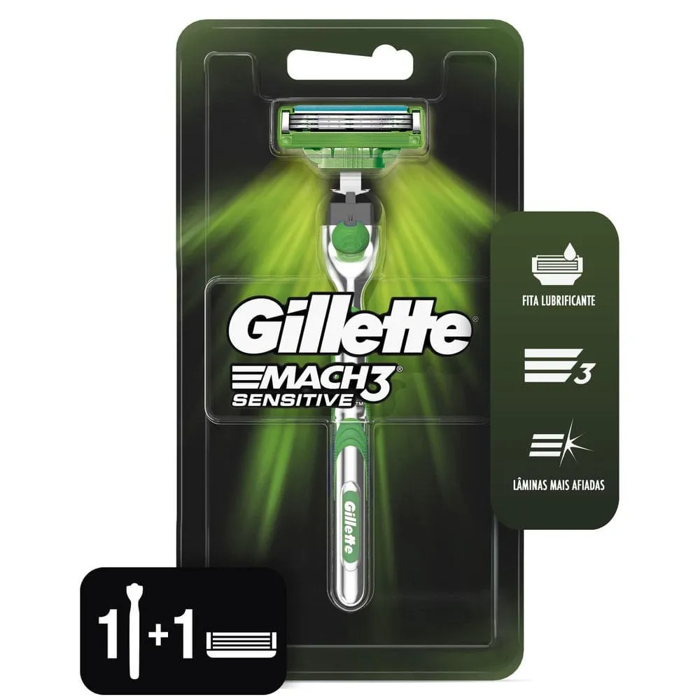 Aparelho de Barbear Gillette Mach3 Sensitive 1 Barbeador