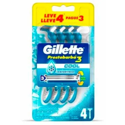 Aparelho De Barbear Gillette Prestobarba 3 Cool 4 Unidades