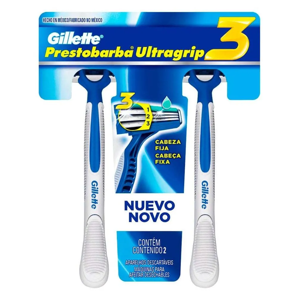 Aparelho De Barbear Gillette Prestobarba Ultragrip 3 com 2 unidades