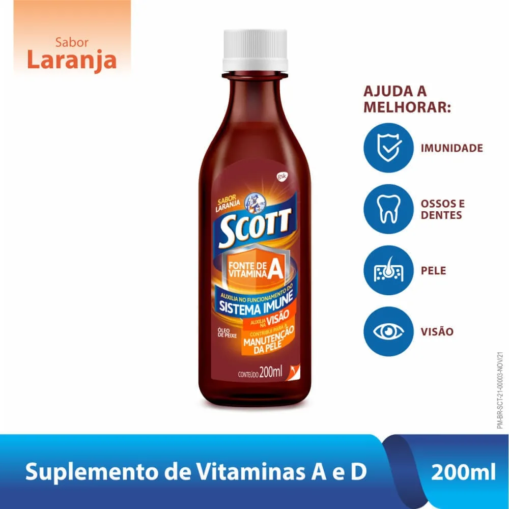 Scott Suplemento Alimentar Emulsão Sabor Laranja 200ml