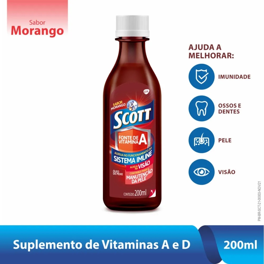 Scott Suplemento Alimentar Emulsão Sabor Morango 200ml