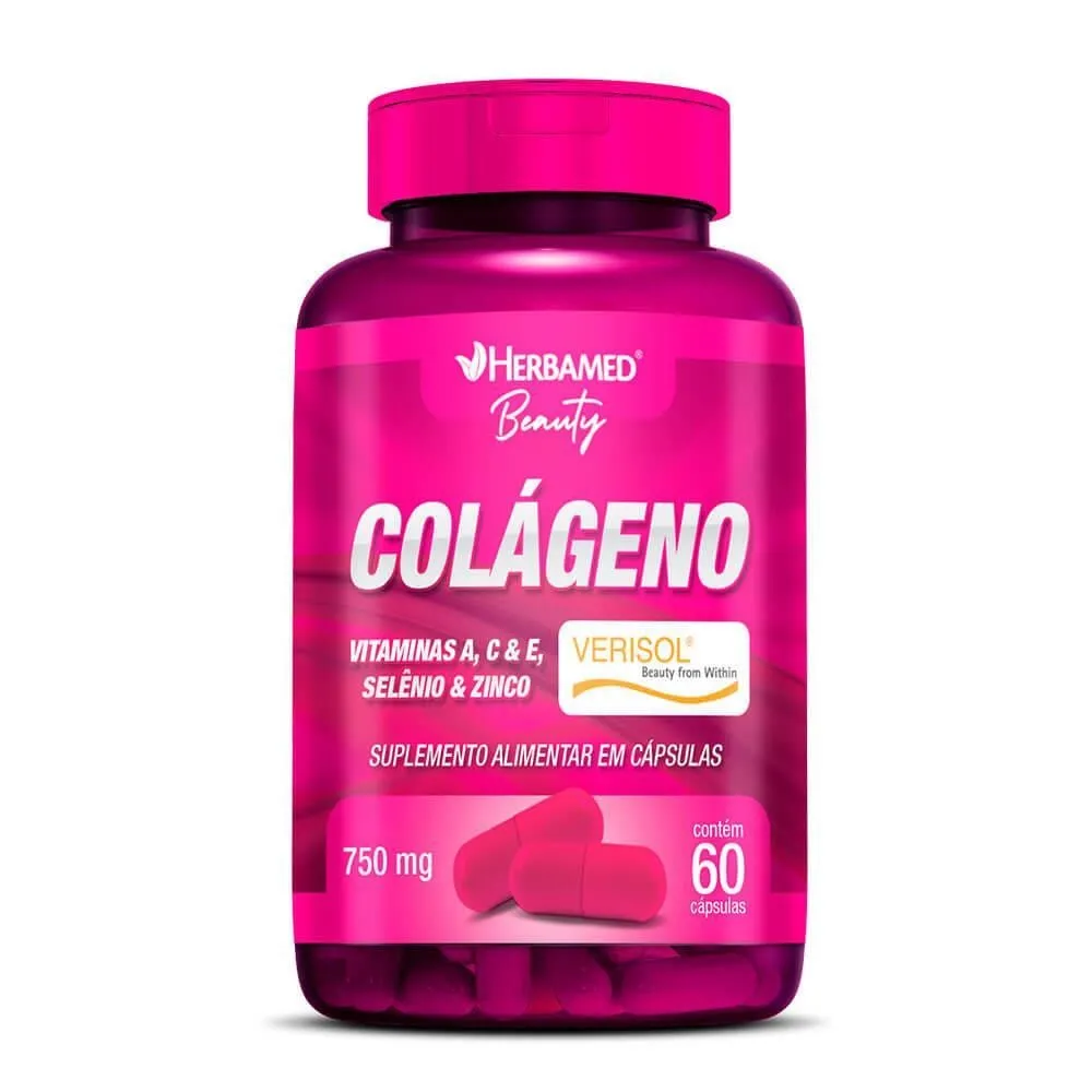 Colágeno Verisol + Vitaminas e Minerais 750mg Herbamed 60 Cápsulas