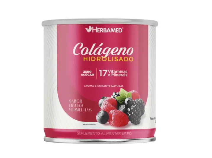 Colágeno Hidrolisado + 17 Vitaminas e Minerais Frutas Vermelhas 200g Herbamed