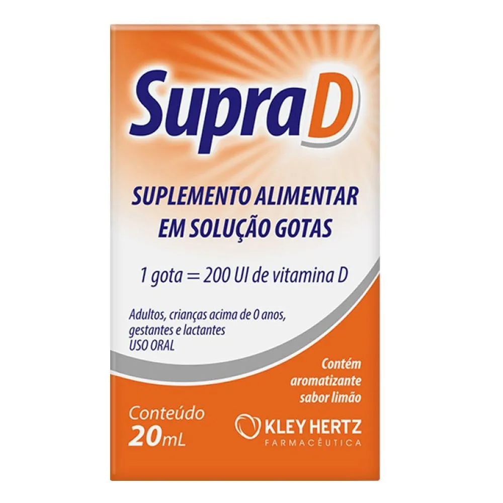 Supra D 200UI de Vitamina D Gotas Sabor Limão 20ml