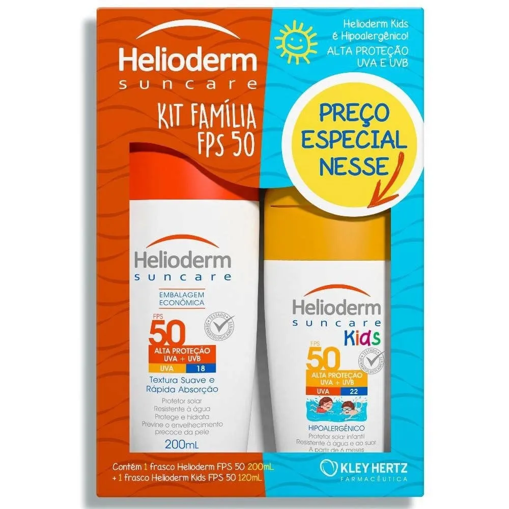 Kit Protetor Solar Helioderm Suncare FPS50 200mL +Kids 120mL