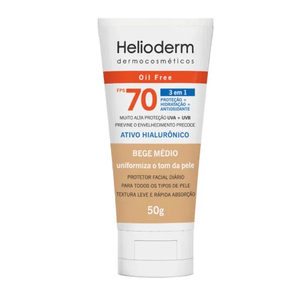 Protetor Solar Helioderm Facial FPS 70 Bege Médio 50g
